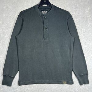 Filson Waffle Knit Henley Men’s Small Long Sleeve Faded Black 100% Cotton NWOT